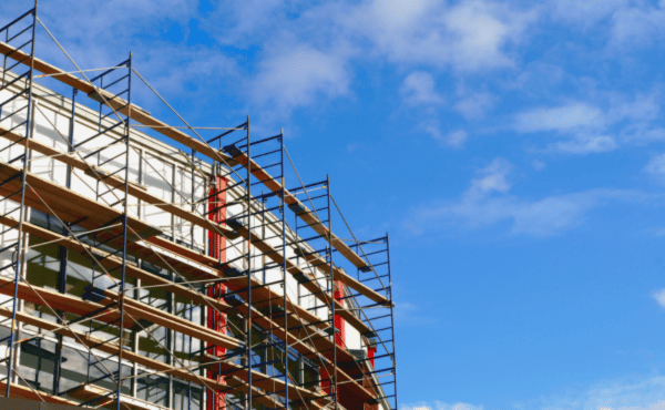 Building with scaffolding