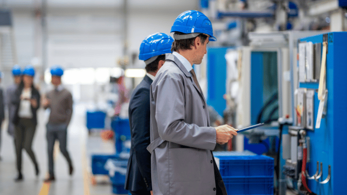 Engineers inspecting the workplace 