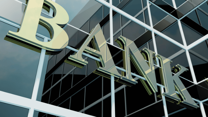 Sign of a bank building