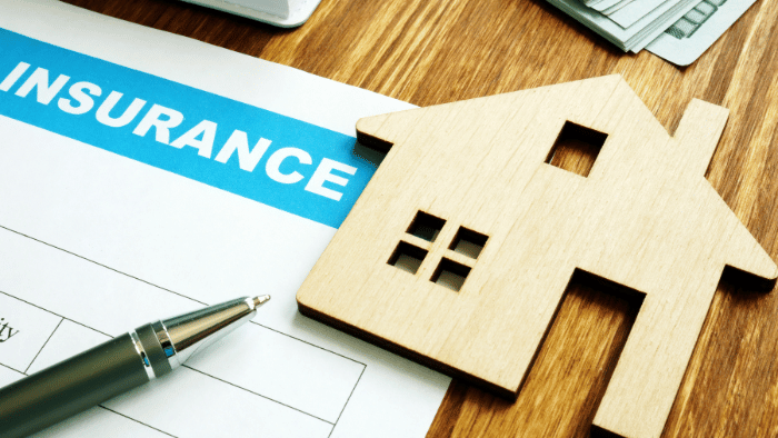 Mini wooden house plaque with insurance form