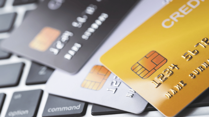 credit cards on laptop