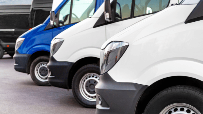 Line up of vans