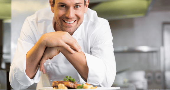 Chef with food