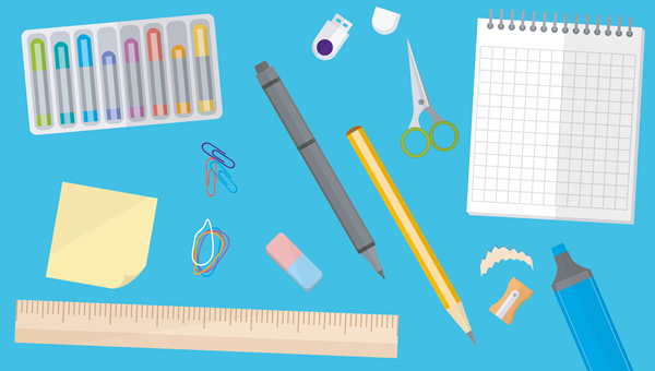 Cartoon of various stationary
