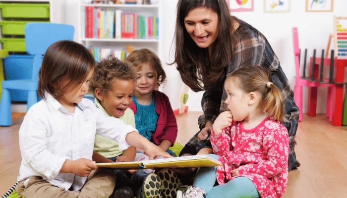 Nursery children with staff
