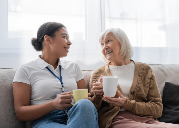 social care worker with a woman