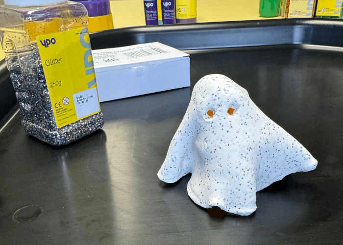 air dry clay ghost tealight holder craft