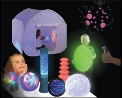 sensory kit with tent and light up products