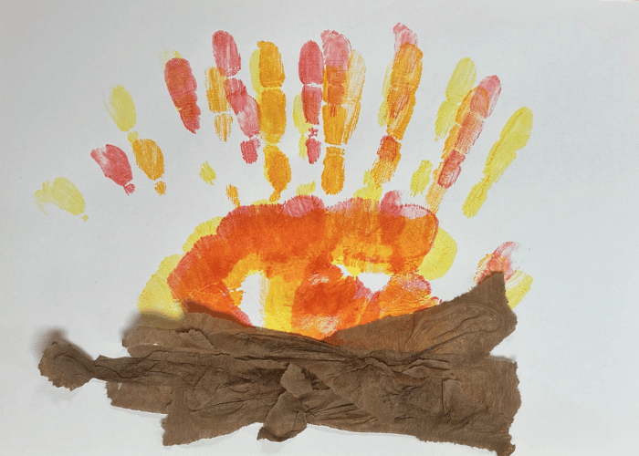 Handprint bonfire painting