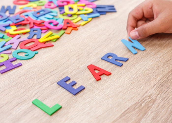 Foam letters spelling the word learn