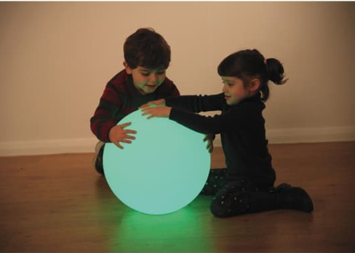 children playing with mood light