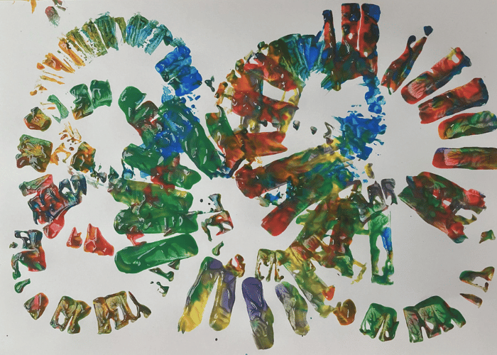 firework painting with craft rolls