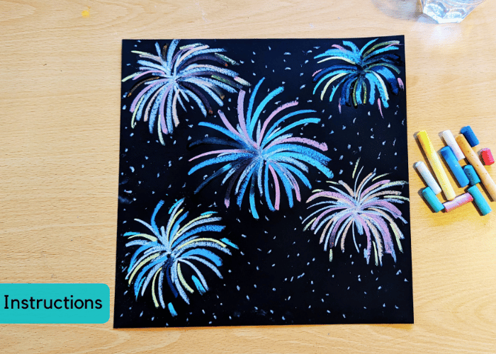 Chalk firework drawing by twinkl