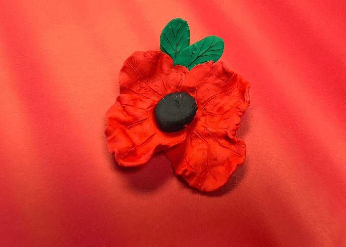 Red poppy made from air dry clay