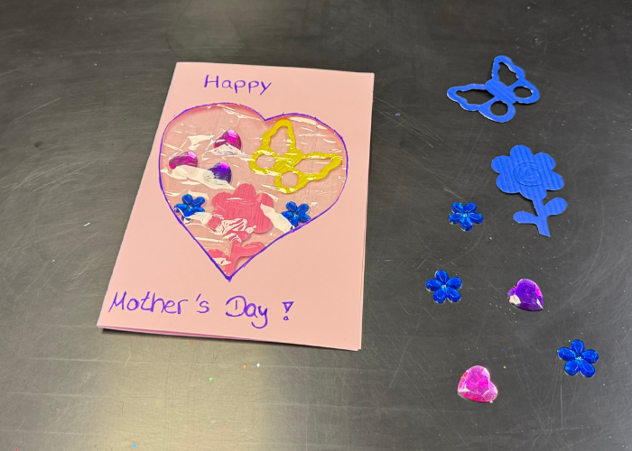 handmade mother's day heart cut out card