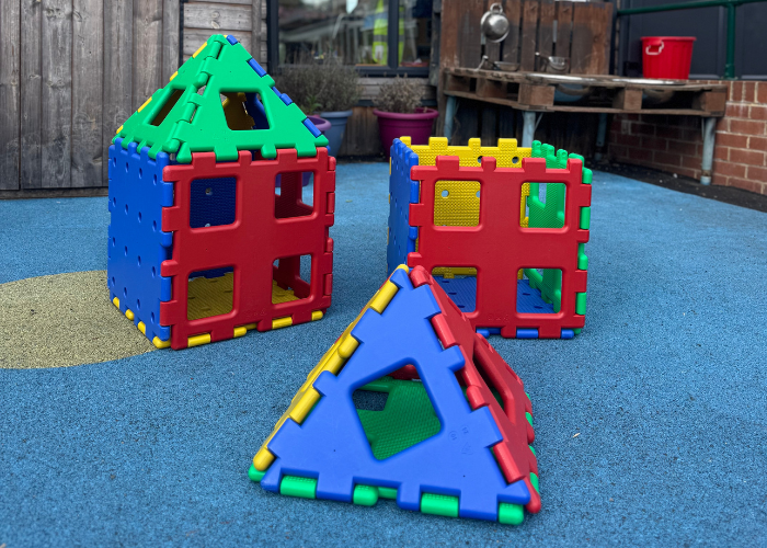 Outdoor learning set up with XL Polydron by the_geordie_teacher (TikTok)