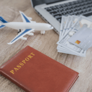 Passport, airplane and money