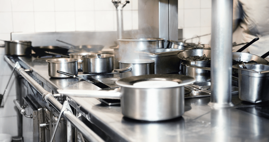 catering kitchen in use