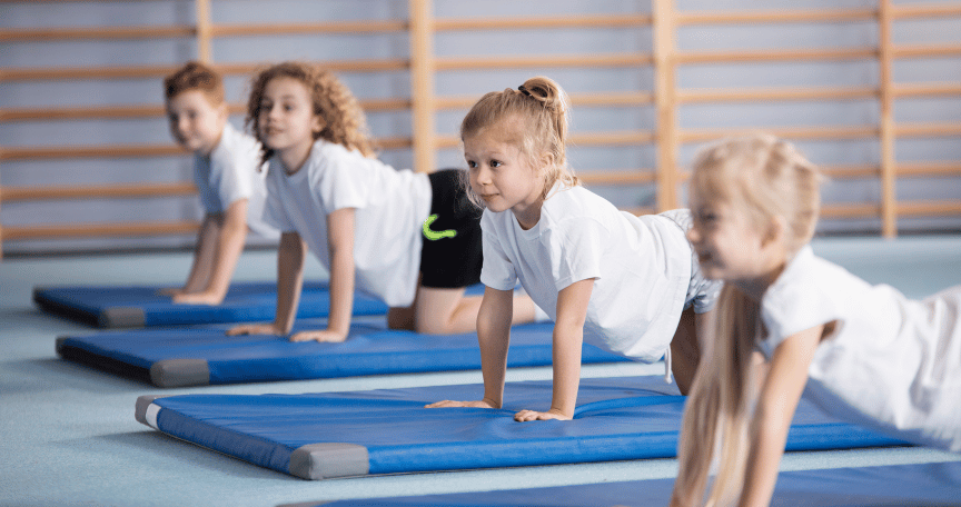 students doing gymnastics