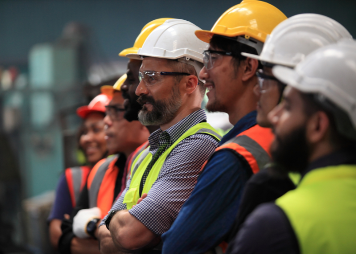 Workers with safety equipment