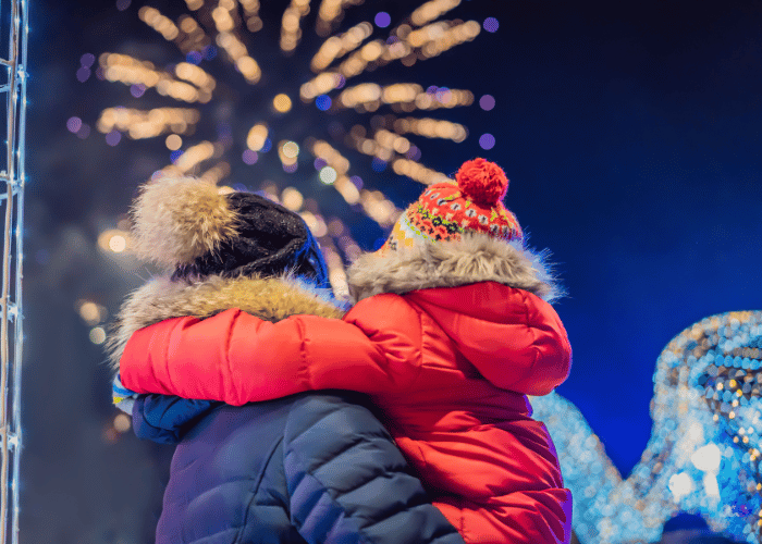 Children watching fireworks