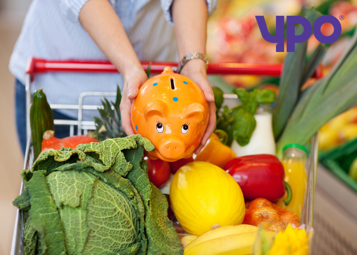 Fresh produce and a piggy bank 