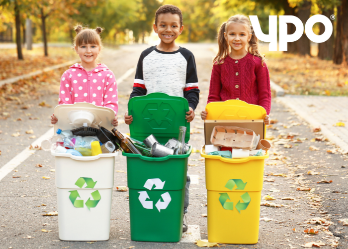 Three Children Recycling