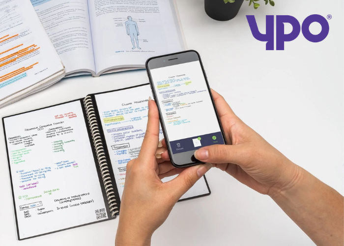 Person using their phone to scan their Rocketbook