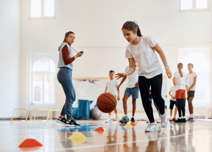 School physical education class