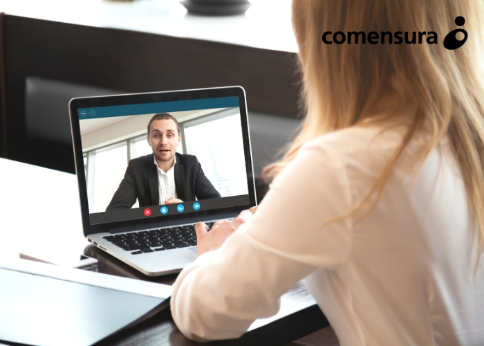 woman doing a virtual interview
