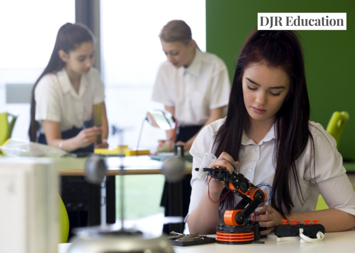 teenage girl in engineering class
