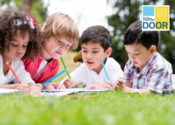 children learning outdoors