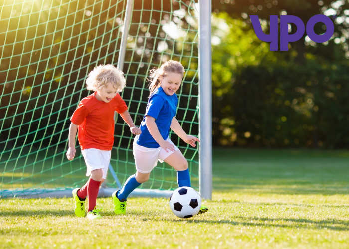 children playing football