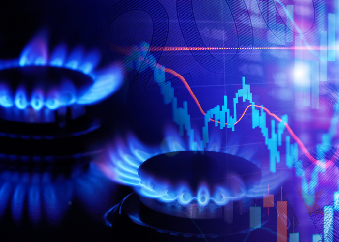 Gas hob with blue flame