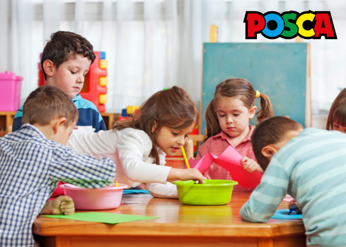 children in a classroom crafting