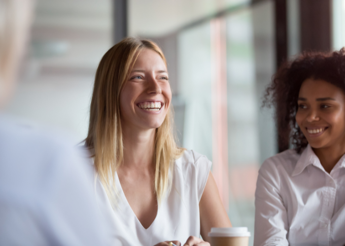 Happy colleagues in a meeting