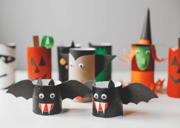 Paper bat and witch tube craft