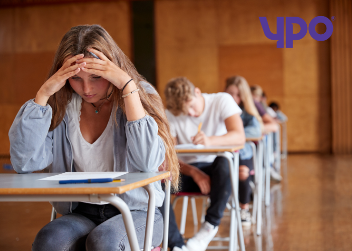 Teenage girl looking stressed during exam