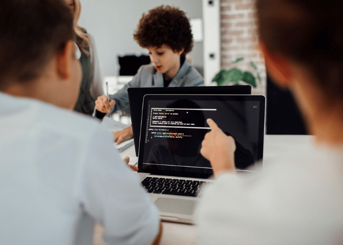 Students learning to code