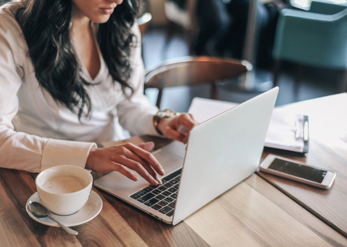 woman working on laptop